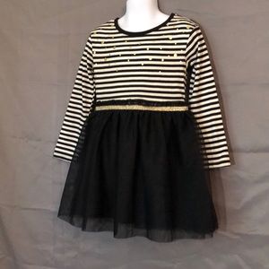 Black, White, & Gold Long Sleeve Dress